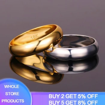 

High Quality 6mm Wholesale Simple Ring Fashion Rose Gold Ring Men's and Women's Exclusive Couple Wedding Ring With 18K LOGO R034