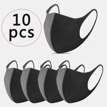 

5 Pcs Washable Earloop Face Breathing Mask Cycling Anti Dust Environmental Mouth Respirator Fashion Black individual package