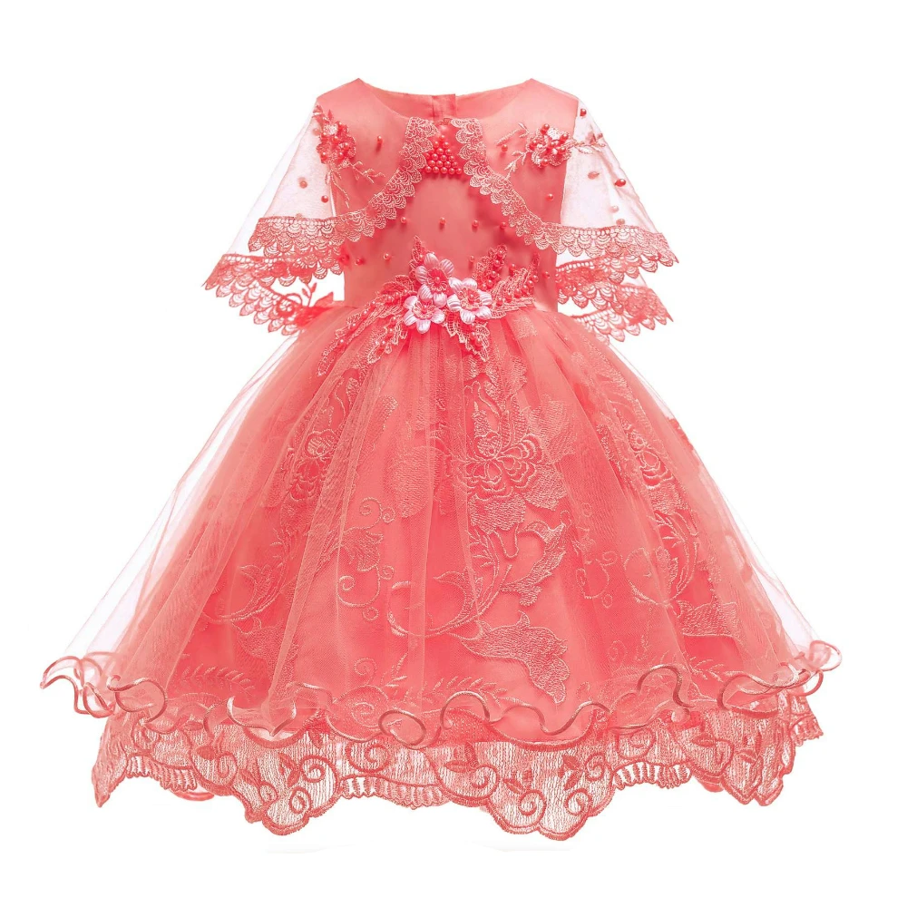 Праздничное платье для детей возрастом от 3 до 10 лет Новинка года, Красные Платья с цветочным узором для девочек на свадьбу, Детские вечерние платья с запахом