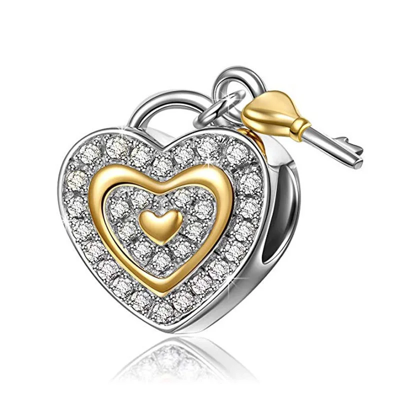 Creative Jewelry Diy 925 Silver Accessories String Loose Beads Charms Love Shape Diamond Inlaid Lovely Baby Footprint Bracelet
