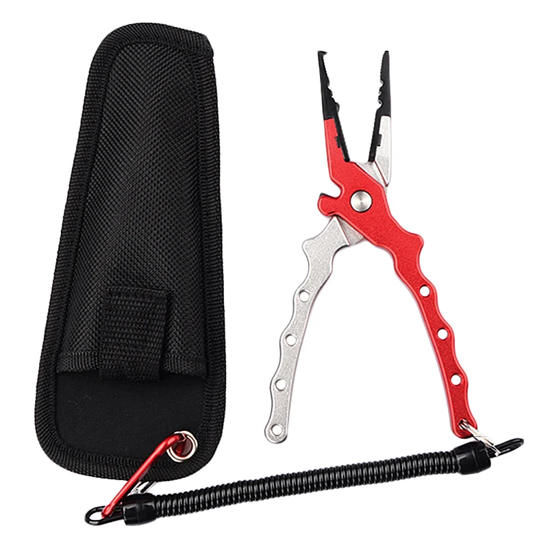 

TOP!-Aluminum Fishing Pliers Fishing Line Pliers With Telescopic Tether And Storage Bag
