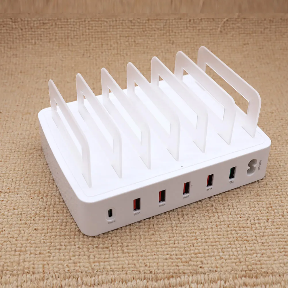 6 портов+ QC3.0+ type-C USB зарядное устройство док-станция с держателем для смартфона планшета ПК LHB99