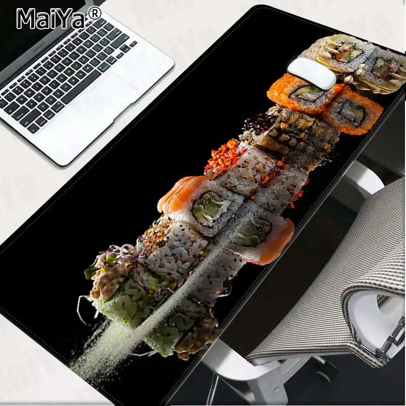 Maiya статическая еда Sushi1 Блокировка края коврик для мыши игра скорость/Управление версия большой игровой коврик для мыши - Цвет: Lock Edge 40X90cm