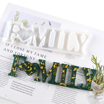

DIY Family Sign Crystal Resin Casting Mold Silicone Home Jewelry Gypsum Ornament Modeling Mold for Table Decoration Handicraft