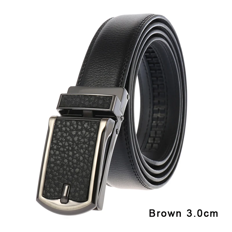 Black 3.0cm MEDYLA Новая автоматическая пряжка мужские ремни Модный деловой ремень известный бренд роскошные ремни для мужчин кожаные 3,0 см черный и коричневый - Color: Black 3.0cm
