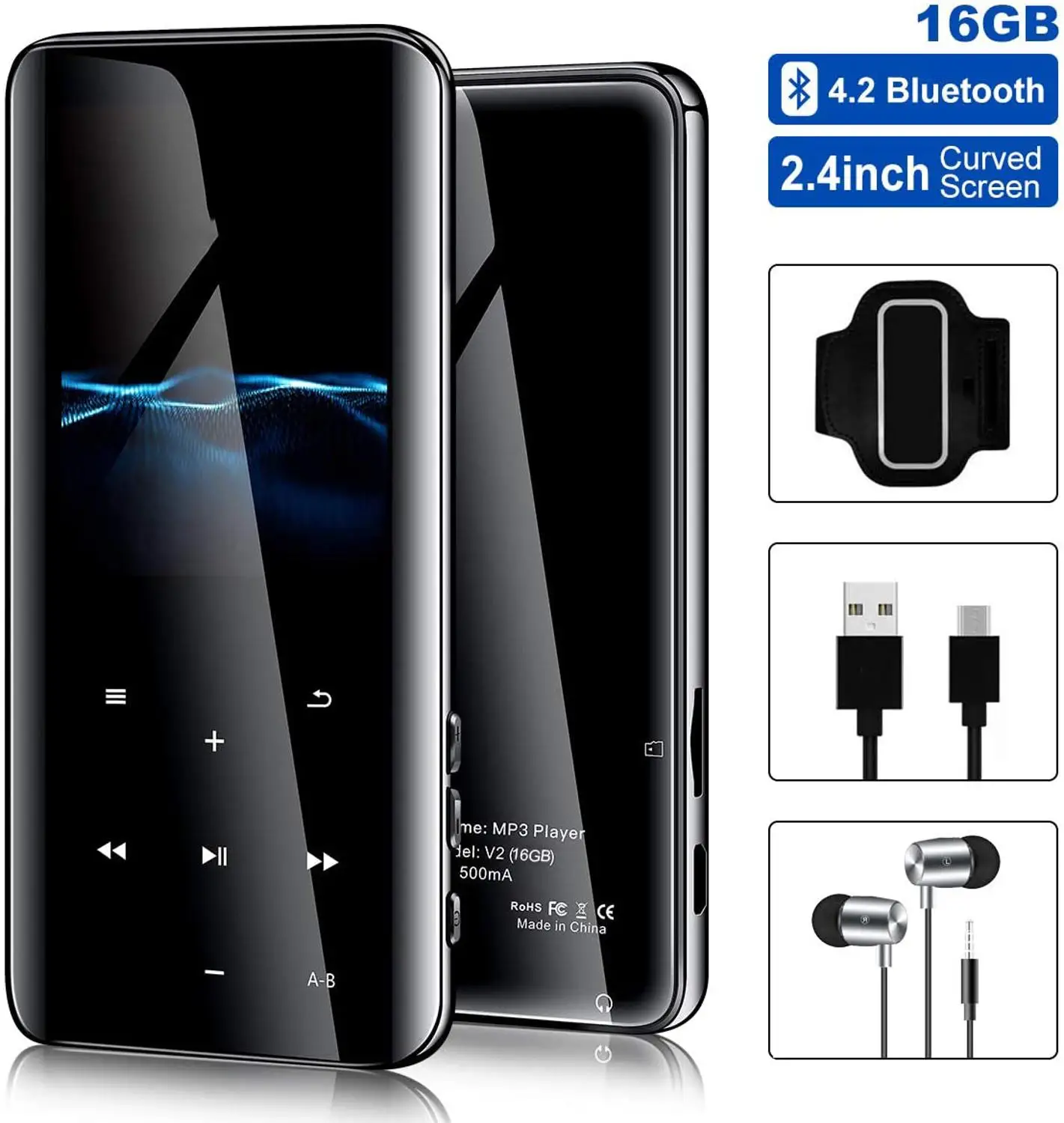 MP3 плееры с Bluetooth 4 2 Портативный Hi Fi музыкальный плеер без потерь изогнутым