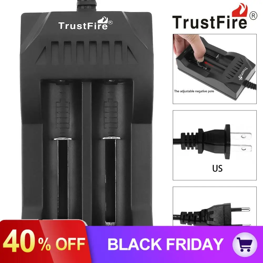 Trustfire 3,7 V 2 слота умный интеллигентая(ый) Батарея Зарядное устройство для 10440 14500 16340 18350 18500 18650 литиевая Перезаряжаемые Батарея