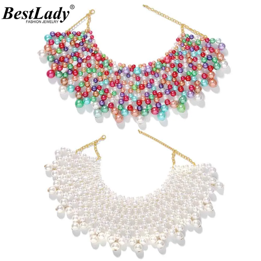 

Best lady Simulated Pearls Necklace for Women Wedding Bohemian Handmade Girl Party Choker Necklace Halloween Gift Accessories