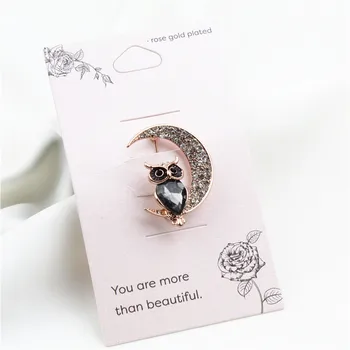 

Grey crystal owl under the moon elegant elegant brooch