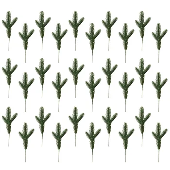 

30PCS Artificial Pines Decorative Stimulation Xmas Pine Picks Pine Greenery Stems for DIY Craft Winter Holiday Decoration