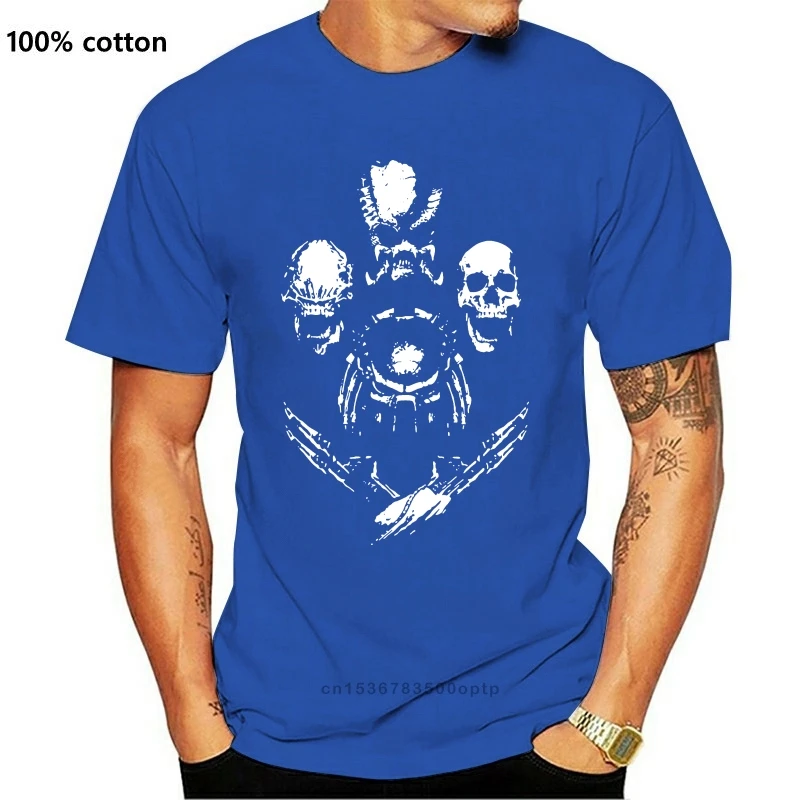 New Vintage Tees Trophy Hunter Aliens vs Predator Horror Men T Shirts Male 100% Cotton Short Sleeve T-Shirt Design Round Collar |