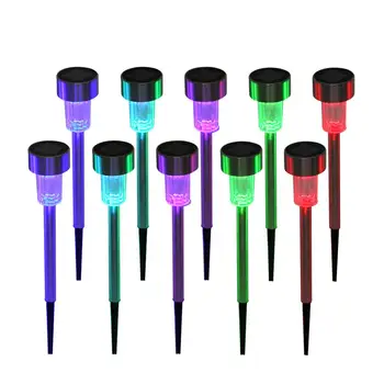 

10pcs High Brightness Solar Power LED Lawn Lamps Seven Color Stainless Steel Garden Light Solar Waterproof Landscape Decor Lamp