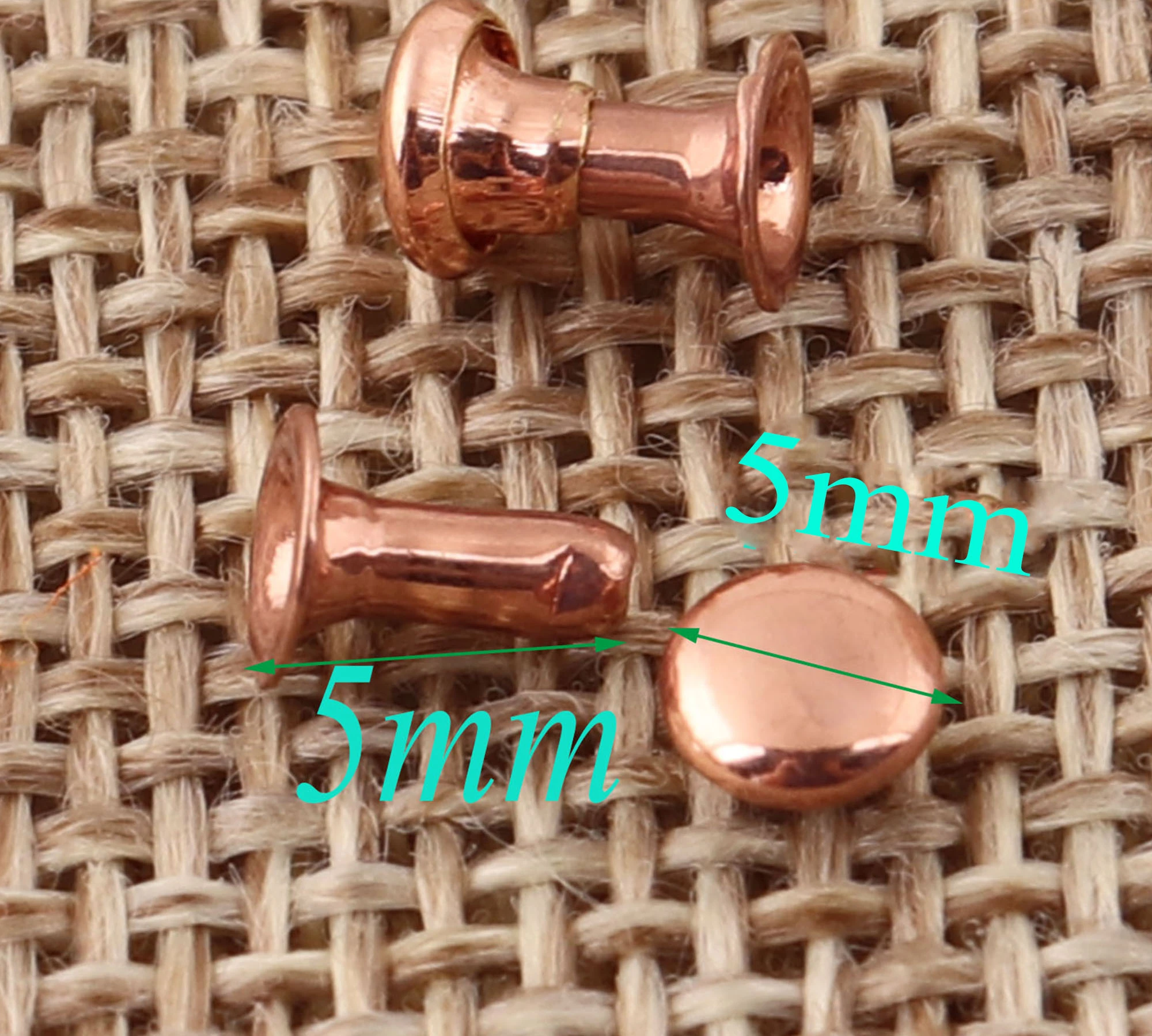 300sets Round Rose Gold Rivets 5mm MINI Double Cap Rivets Studs Leather