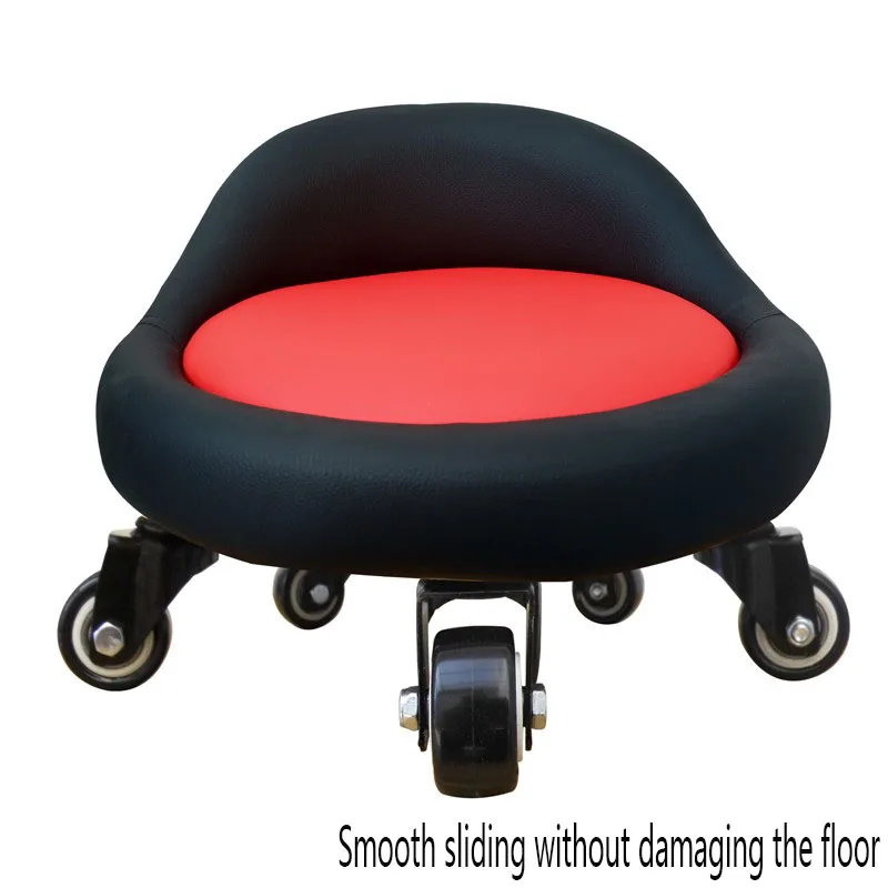 Salon Furniture Pedicure Chair Low Stool Pulley Movable Small Round Floor Cleaning Stool Pedicure Massage Flower Pot Rack