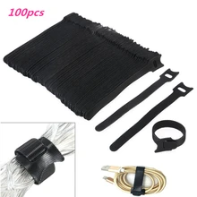 

100Pcs/Lot 200*12mm T-shaped Cable Ties Velcro Reusable Nylon Cable Ties With Eyelet Hole Cables Organizer Network Wire Wire Tie