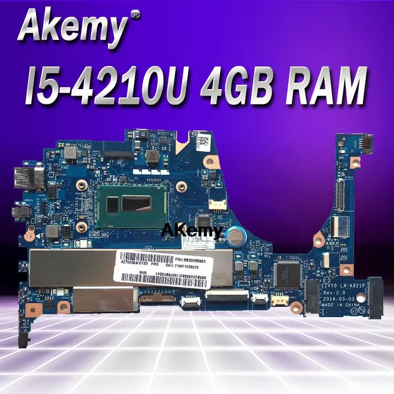 For Lenovo yoga 2 13 Laptop Motherboard With i3/i5/i7 CPU 4GB/8GB RAM LA-A921P