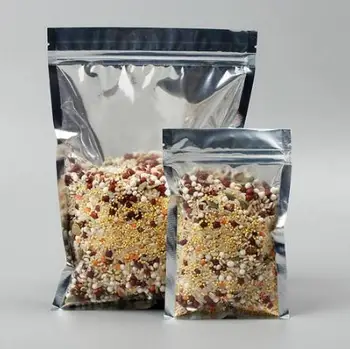 

100 pcs Transparent & Metallized Foil zip lock bags Plastic Zipper Smell Proof Food Storage Bags Width From 7cm to 18cm