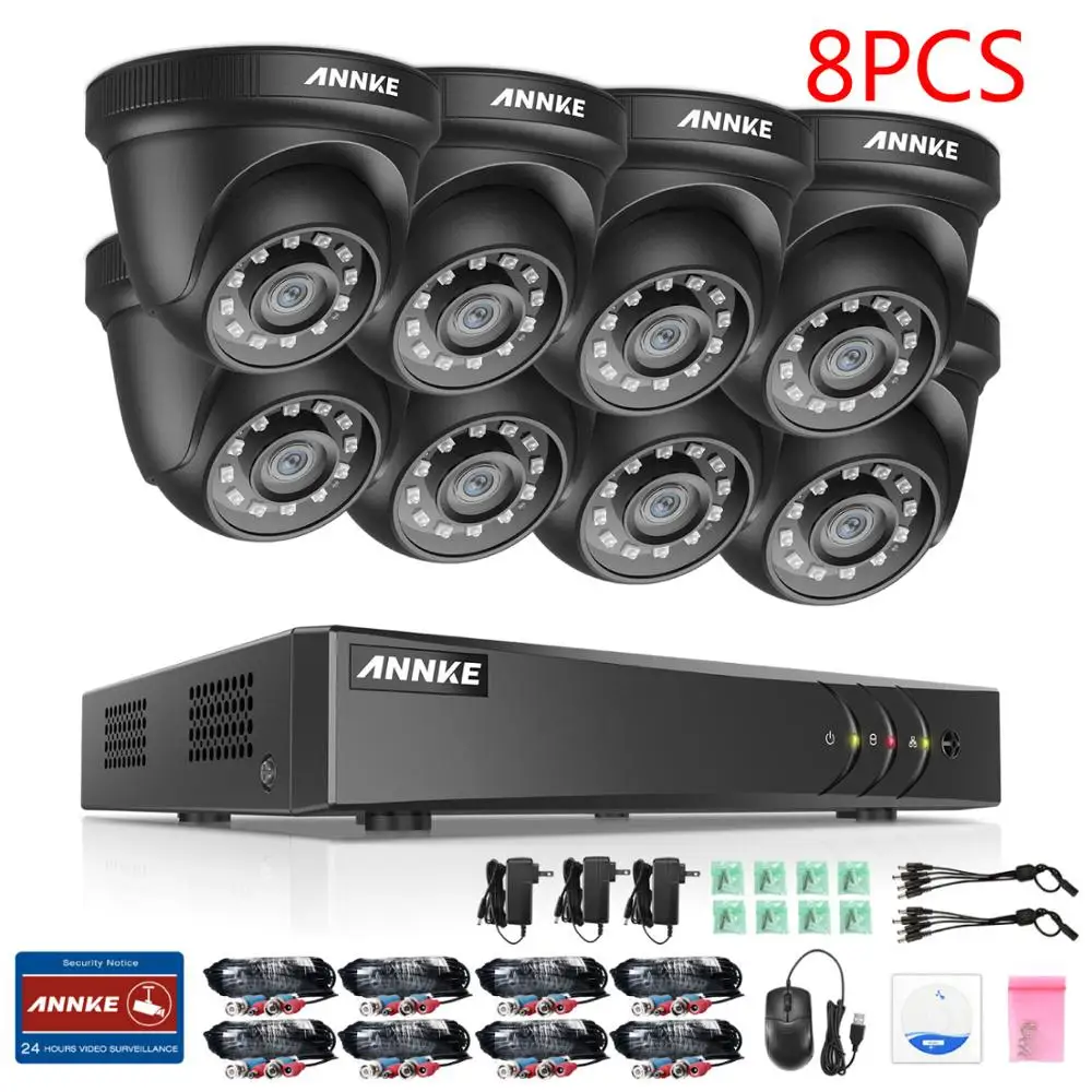 8PCS Cameras ANNKE 1080P 8CH домашняя видео система безопасности Lite H.264+ 5в1 1080N DVR 4X8X1080 P умный ИК Купол наружная защищенная от атмосферных воздействий cctv камера - Цвет: 8PCS Cameras