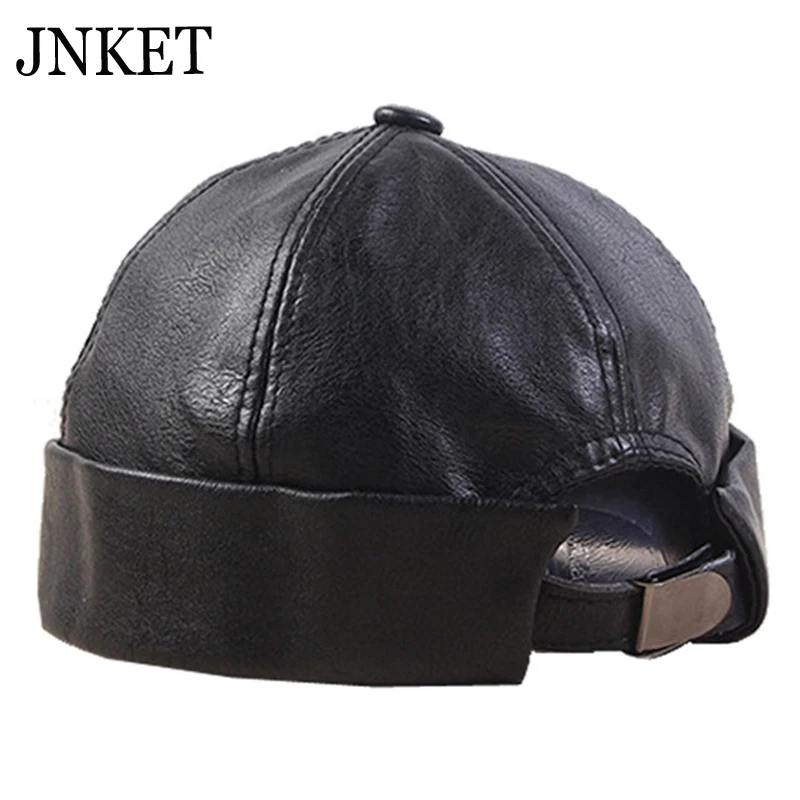 JNKET, новинка, осенне-зимняя Кепка из искусственной кожи, моряк, мужская и женская кепка с черепом, шапочки, шапка без полей, хип-хоп кепка, шапка с тыквой