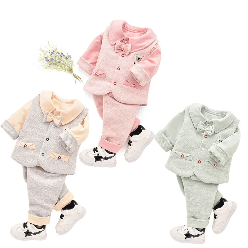 Infant Baby Clothes Suits Girls Boys Clothing Sets Children Suits 3 Pieces Tops Pants Vest Long Sleeve Spring Autumn Outfits