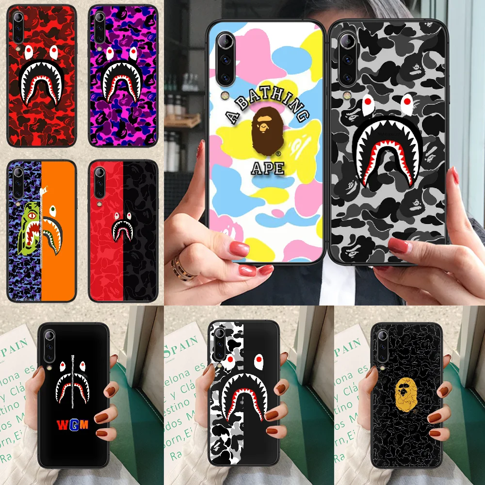 

sports brand Bape shark monkey Phone case For Xiaomi Mi note 10 A3 9 MAX 3 A2 8 9 Lite Pro ultra black cell cover silicone
