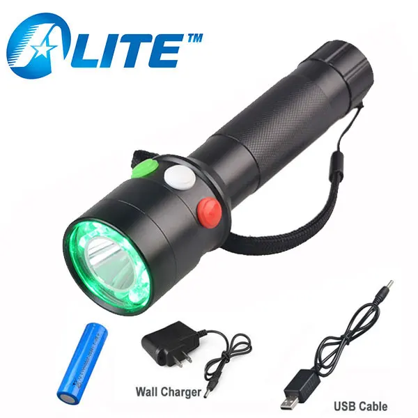 

TMWT Signal Light Green Red White Q5 LED Flashlight Torch Rechargeable with 18650 Battery