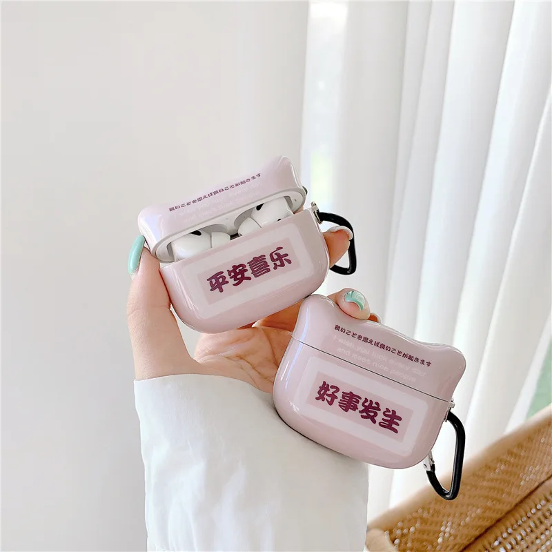 

3D Cute Characters Letter Hard Headphone Earphone Case for Airpods 1 2 3 pro Wireless Bluetooth Headset Cover with Keychain