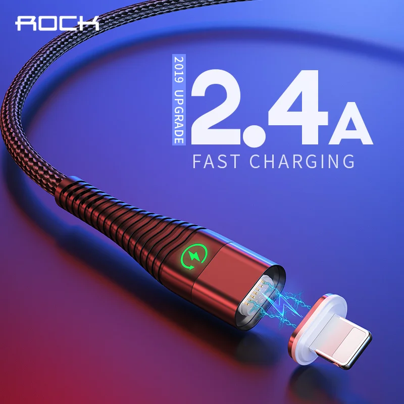 ROCK светодиодный кабель для быстрой зарядки для iPhone iPad, USB кабель для iPhone XS X 8, кабель для зарядки, кабель для передачи данных для мобильного телефона
