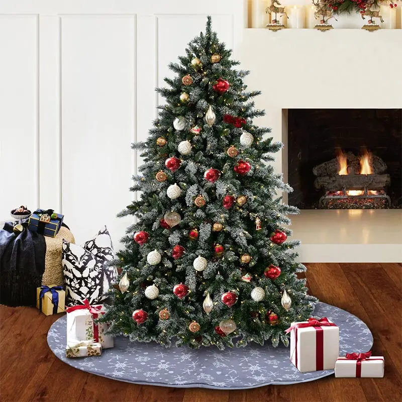 

The Christmas tree skirt Christmas Tree Carpet Christmas Decorations for Home New Year Xmas Decor Gray snowflake carpet cloths