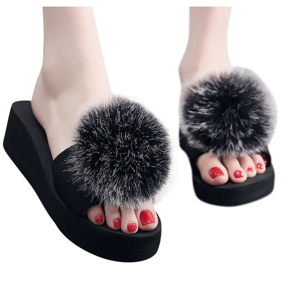 Тапочки; женская обувь; зимние домашние Нескользящие Тапочки на танкетке; женская домашняя обувь; Chausson Femme Zapatos De Mujer