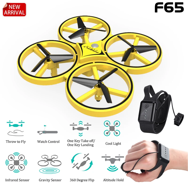 US $21.76 F65 RC Drone Smart Watch 360 Degree Flip Throw To Fly Gesture Control Altitude Hold Quadcopter Childrens Toy Gift