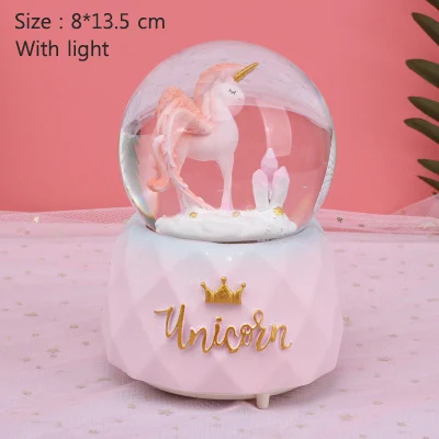 Creative Fancy Unicorn Snow Globe Crystal Ball Rotating Music Box Christmas Decoration For Home Home Decoration Accssories - Цвет: A2