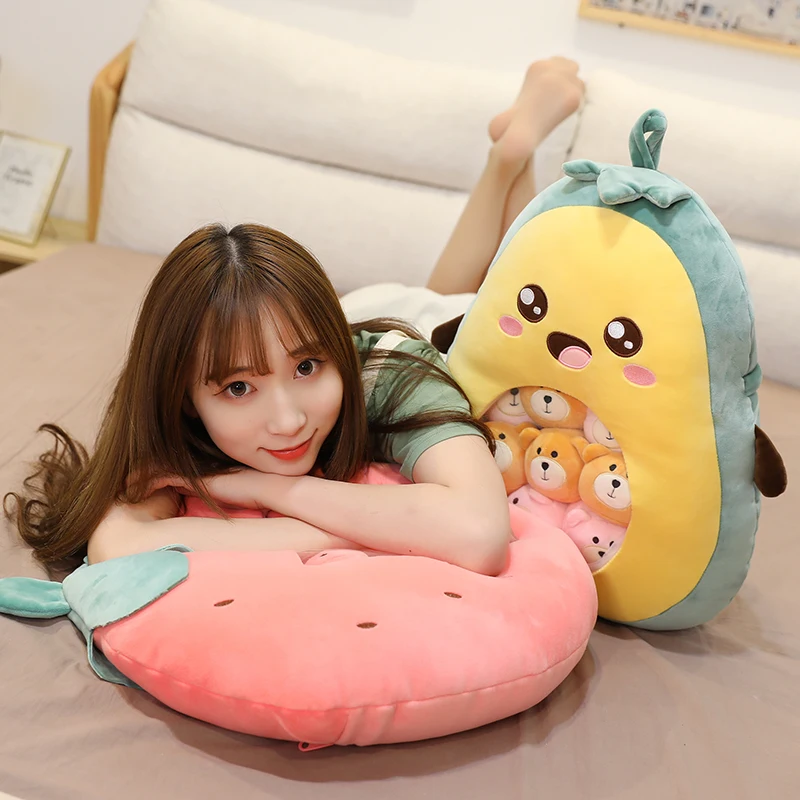 60cm Cute Plush Avocado Toy Cartoon Strawberry Stuffed Carrot Banana Pillow Fruit Kids Toy Kawaii Birthday Gifts