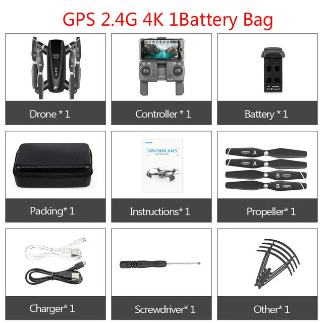 Дрон S167 4K Профессиональный с HD камерой Дрон с GPS 5G/2,4G Wi-Fi FPV следить за мной RC Квадрокоптер долгое время полета дроны VS SG907 - Цвет: 2.4G GPS 4K 1B