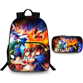 

Pokemon 2 Pcs Printing Children School Bags Teenager Girls Boys Shoulder Backpack Galaxy Universe Space Women Men Travel Daypack