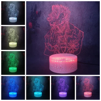 

DC Marvel Comic Series Batman The Dark Knight villain Joker Figure Light 3D LED Optical Crack Night Lamp 7 Color Illusion Flash