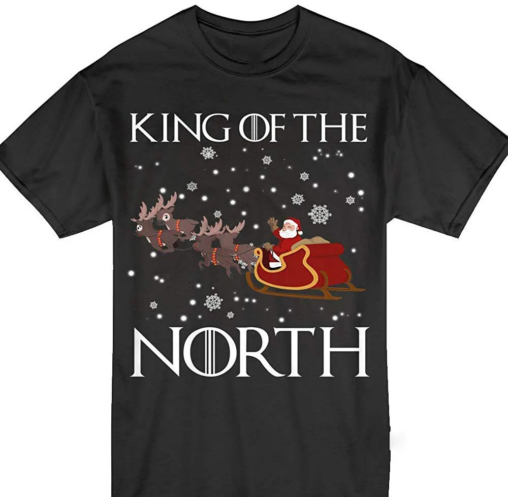 Santa Claus King Of The North Cute Reindeer Sleigh Christmas Tshirt Graphic TEE Shirt |