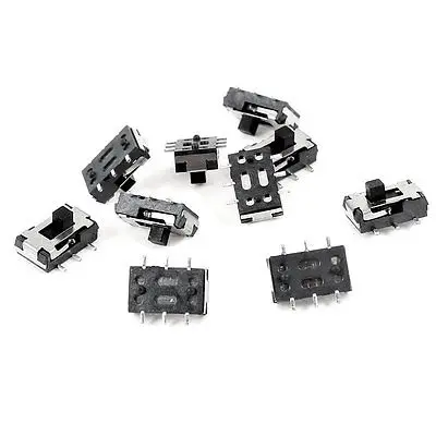 

10 Pcs 7x4x2mm On/Off/On DPDT 2P2T 6 Pin Vertical Mini SMD SMT Slide Switch