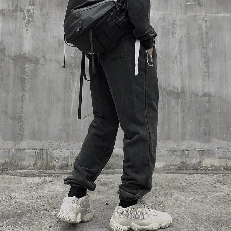 Flash Sale Aolamegs Sweatpants Zipper Pockets Harem Pants Men Fashion Retro Solid Color Baggy Soft Cozy All-match Simple Casual Streetwear