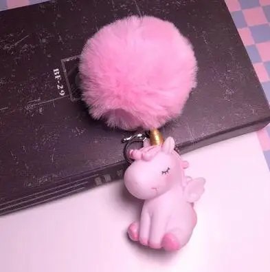 Woman's Toys Unicorn Bear Rabbit Plush Ball Pendant Toys kawaii Cartoon Animal Keychain Squeezable Pendant Toys - Цвет: E