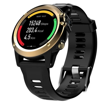 Модные новые умные часы H1 Android 4,4 водонепроницаемые 1,39 MTK6572 BT 4,0 3g Wifi GPS SIM для iPhone Smartwatch мужские носимые устройства - Цвет: Золотой