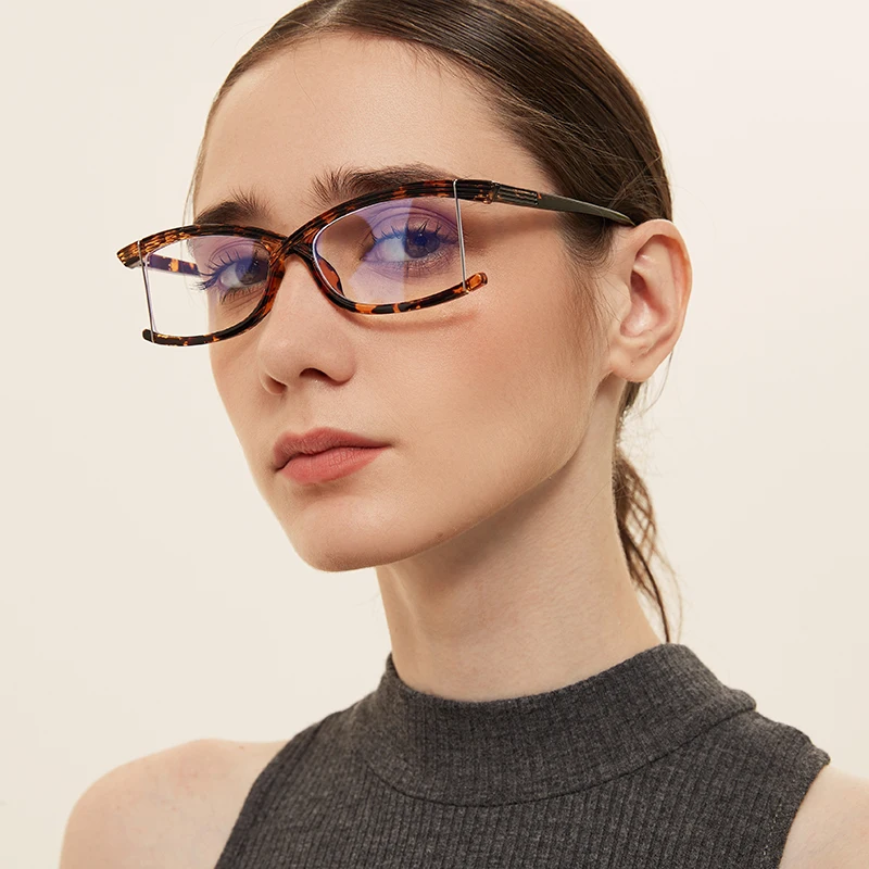 

Rimless Anti Blue Light Glasses Men rectangl Anti Ray Eyeglasses Frames Computer Women Gaming Goggles Decorative Filter Blocking