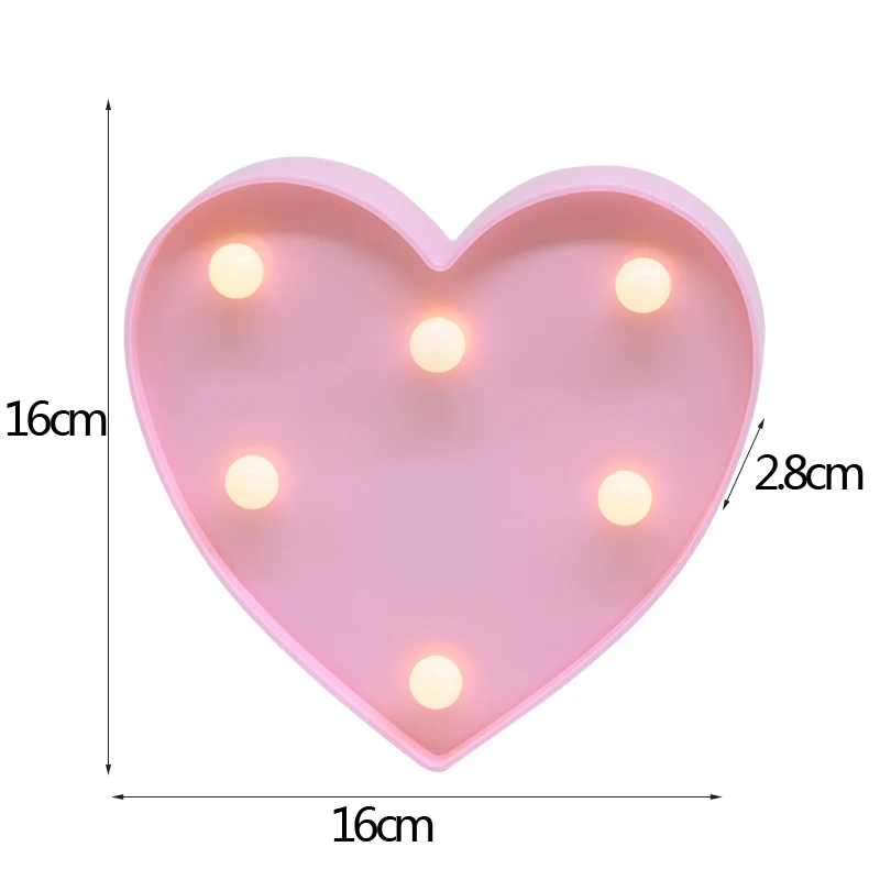 DIY светодиодный ночник с буквами и цифрами, 3D Настенный светильник, украшение для свадьбы, дня рождения, вечеринки, алфавит, цифры, знак символа, без батареи - Цвет: pink heart
