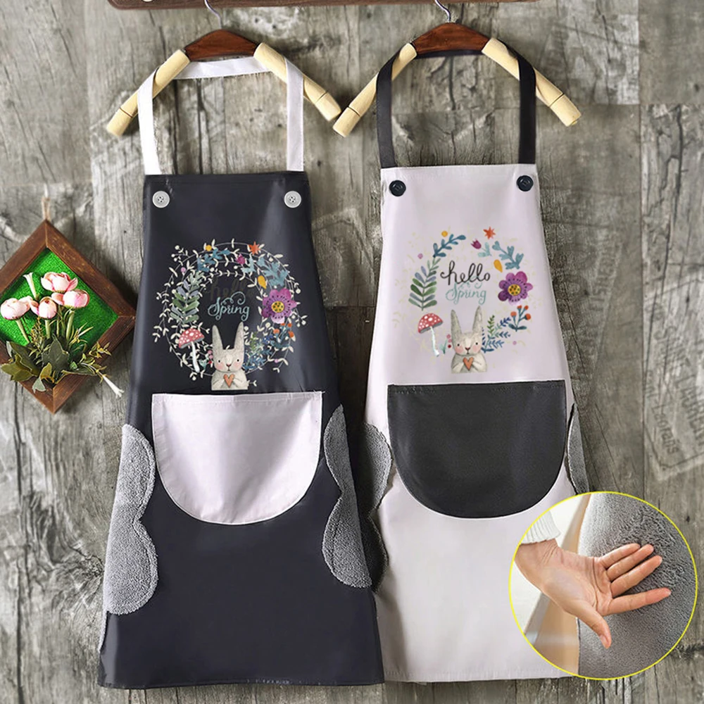 Delantal de cocina impermeable para mujer, guirnalda a prueba de aceite, conejo, Mandil, accesorios para el hogar