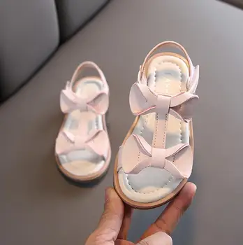 

Kids Shoes For Girls Princess Bow Leather Shoes Solid Color Flat Beach Sandals Toddler Girl Shoes Children Sneakers