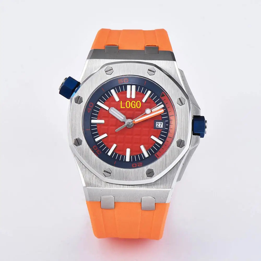 

OUMASHI Men's Automatic Mechanical Watch Calendar Stainless Steel Rubber Strap Luminous Waterproof 41MM AP2
