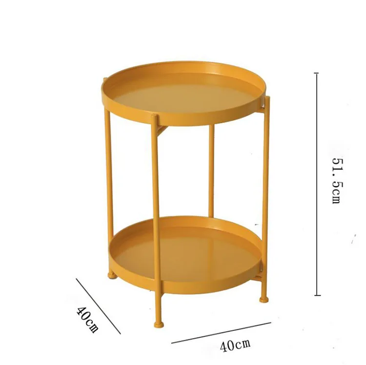 Роскошный металлический круглый маленький чайный столик, журнальный столик с подносом для хранения дивана, кровати, гостиной, вспомогательная мебель для дома - Цвет: Yellow