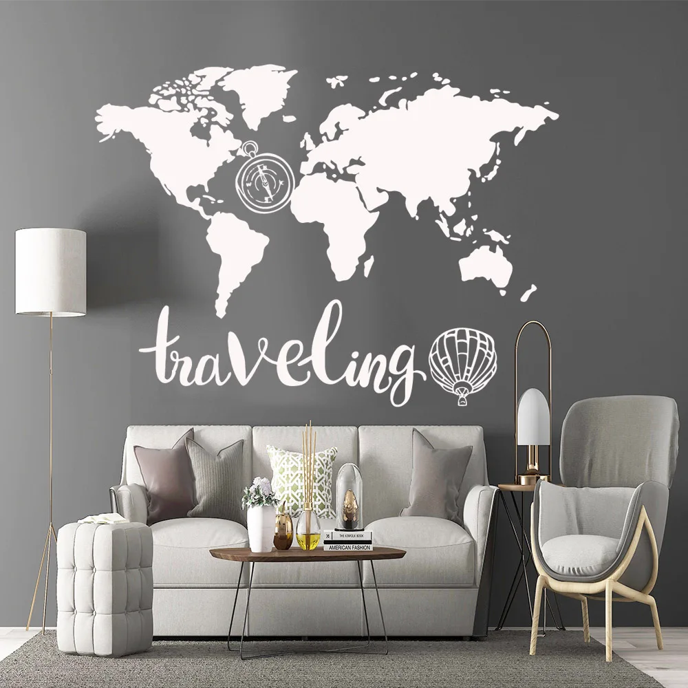 Fun World Map Vinyl Kitchen Wall Stickers Wallpaper For Living Room Bedroom Background Wall Art Decal Buy At The Price Of 6 13 In Aliexpress Com Imall Com