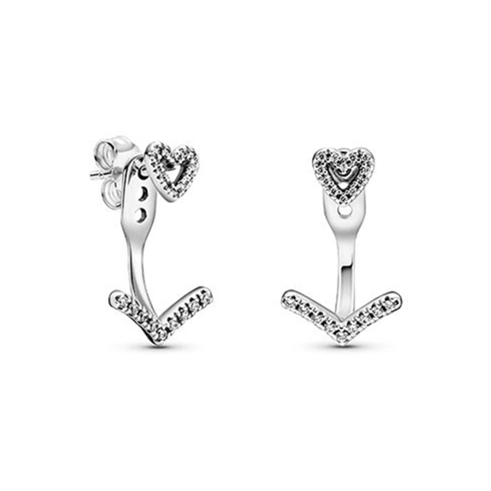 Pandora pendientes de hueso brillante mujer, aretes de plata 925 parpadeantes, joyería para fiesta, regalo|Aretes| -