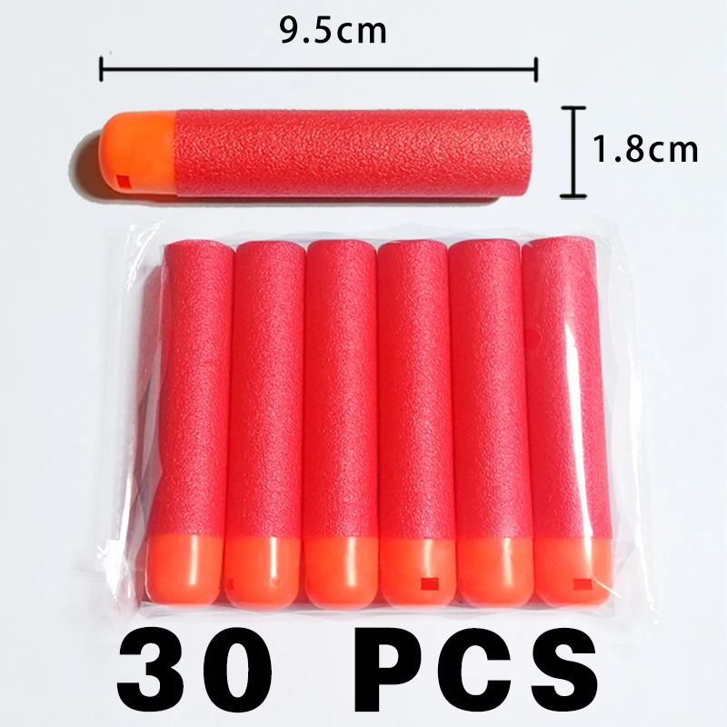 30 pièces 9.5x1.8cm rouge Sniper fusil balles fléchettes pour Nerf Mega enfants jouet pistolet mousse recharge fléchettes grand trou tête balles cadeau